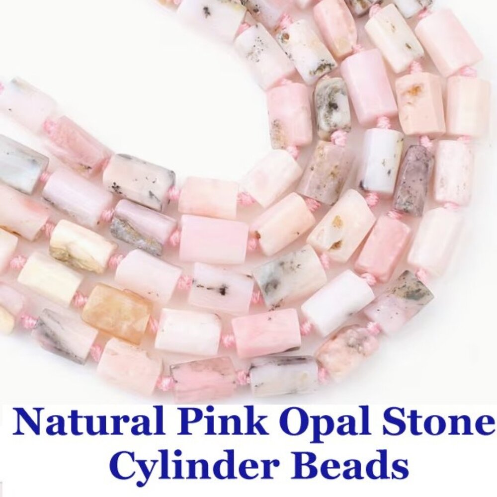 Natural Pink Opal Beads - Large 8x11mm Tube Beads  15 Beads